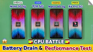 Biggest Battery Drain & Performance Test - Infinix Note 30 5g vs ViVO T2X 5g vs Realme Narzo 60 5g