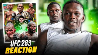 Israel Adesanya Reacts to CRAZY Jamahal Hill vs Glover Teixeira WAR | UFC 283