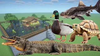 How To Make a Tortoise, Duck, Crocodile, and Catfish Farm in Minecraft PE