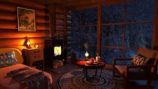 Уютный зимний домик - расслабляющие звуки вьюги и метели с камином для сна и отдыха
