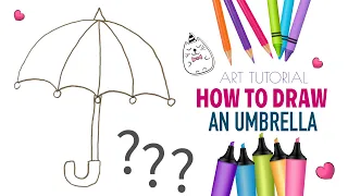 How to draw an umbrella. Simple umbrella drawing for kids. | Comment dessiner un parapluie. #shorts