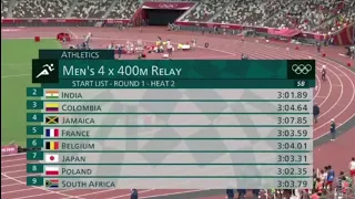 Athletics Men's 4X400m Relay Round 1 Semi Final- Tokyo Olympics 2021