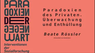 Beate Rössler: Paradoxien des Privaten: Überwachung und Enthüllung