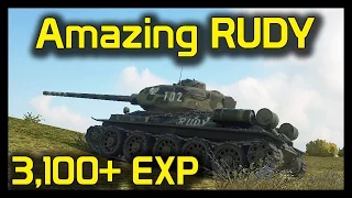 ► World of Tanks: 3,100+ EXP Amazing RUDY Epic Battle - T-34-85 RUDY Gameplay - Tier 6 Premium Tank