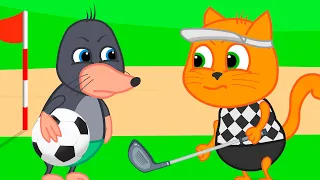 Cats Family in English - Football vs golf Cartoon for Kids