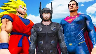 悟空vsトールvsスーパーマン-壮大なスーパーヒーローの戦い