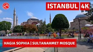 Istanbul 2023 Historical Place Hagia Sophia-Sultanahmet Mosque Walking Tour|4k 60fps