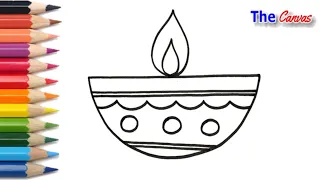 Diwali Diya Drawing || How to draw Easy Diya For diwali step By step || Diwali Festival drawing