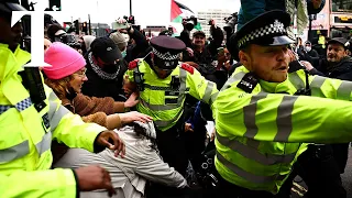 Pro-Palestine demonstrators clash with police in London