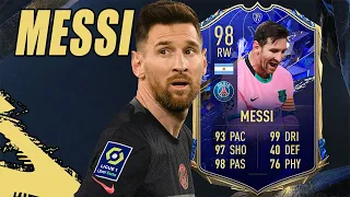 FIFA 22 TEAM OF THE YEAR MESSI PLAYER REVIEW | 98 TOTY MESSI REVIEW!!!