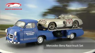 ck-modelcars-video: Mercedes Benz Renntransporter Das blaue Wunder Set MB 300 SLR Baujahr 1955 CMC