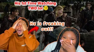 The Walking Dead S6 Ep9 Couple reaction | "No Way Out" | His First Time Watching The Walking Dead 😂😅