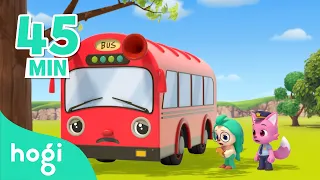 Five Little Buses Jumping on the Road | Compilation | Sing Along with Hogi | Pinkfong & Hogi