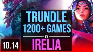 TRUNDLE vs IRELIA (TOP) | 2.8M mastery points, 1200+ games, 2 early solo kills | KR Diamond | v10.14