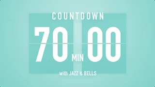 70 Minutes Countdown Timer Flip clock ♫ / +Jazz ☕️ + Bells 🔔