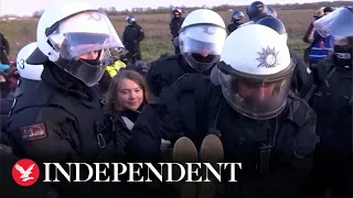 Greta Thunberg carried out and detained by German police at protest