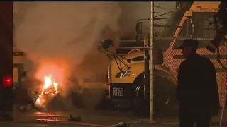 School bus catches fire in Poland