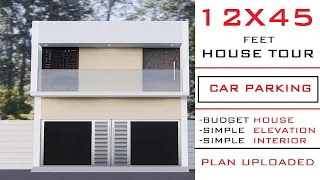 12x45 House Design With Car Parking |12x45 House Plan With Elevation|12*45 House Interior Design