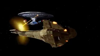 Cardassian warship attacks U.S.S. Enterprise (condensed supercut)
