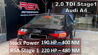 Audi A4 B9 2.0 TDI | RSA Motorsports Stage 1 Tune | 100 - 200 km/h Acceleration | 190 hp to 220hp