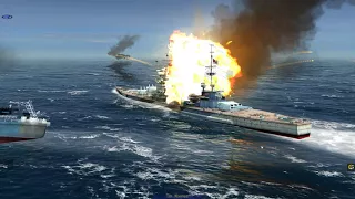 Atlantic Fleet DKM Hutten and Bismarck Vs HMS Lion and USS North Carolina