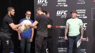 Khabib  Nurmagomedov makes appearance to support cousin Umar Nurmagomedov  at UFC 272 weigh-ins