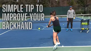 Easy drill to CRUSH your backhands and time the ball better #tennis #tenniscoach #tennislesson