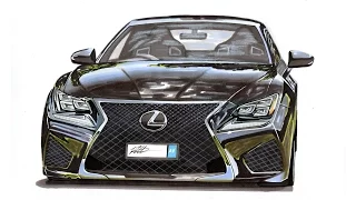 Realistic Car Drawing - Lexus RCF - Time Lapse