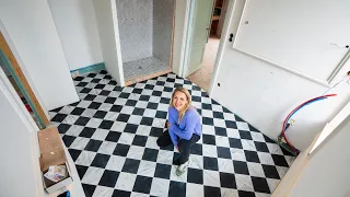 Laying REAL MARBLE FLOOR in our Chateau Bathroom