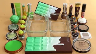 Mixing'GreenTee VS Chocolate' Makeup Into Clear Slime. Most Satisfying Slime Video!★ASMR★