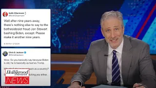 Jon Stewart Shrugs Off 'Daily Show' Backlash About Joe Biden | THR News