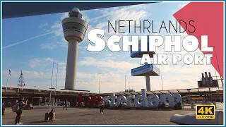 Walking Tour in Schiphol Airport AMS - Arrival and Departure terminals - 4k
