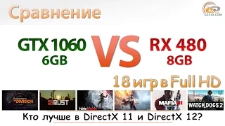 Сравнение Radeon RX 480 8GB vs GeForce GTX 1060 6GB в DirectX 11 и DirectX 12