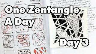 Overlapping, Tangle Enhancers, Poke Root, Festune, Hollibaugh - One Zentangle a Day (Day 3)