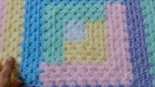 Crochet Log Cabin Blanket. Granny stitch traditional way to use up SCRAP balls yarn.