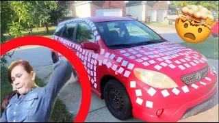 Putting 200 Sticky Notes on My Mom's Car Prank!?! (HILARIOUS)
