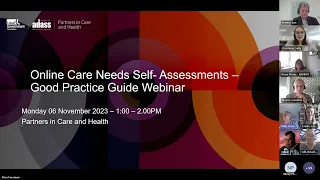 Chief Social Worker for Adults webinar series - online care needs self assessments