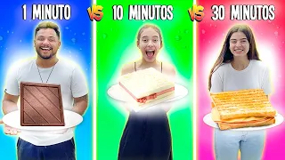 1 MIN VS 10 MIN VS 30 MIN!!! (COMIDAS QUADRADAS )