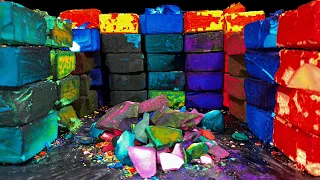 50 Dyed Chalk Blocks | 9K+ YT Celebration | ASMR | Dusty | Crunchy | Oddly Satisfying