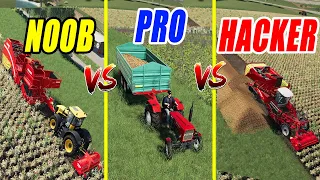 Farming Simulator 19: Noob VS Pro VS Hacker; Fantastic Farmer Comparison; Potato Job!!!😜😜😜