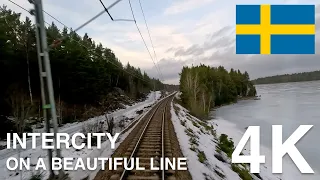 4K CABVIEW: InterCity on a beautiful line (Stockholm to Falun)