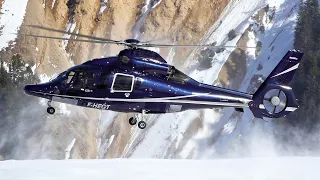 Luxurious Airbus Helicopters H155 landing & takeoff at Courchevel / Eurocopter EC155 B1