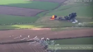 Russian KA 52 HELICOPTER flees dropping heat flares to evade missile fire but other crashes