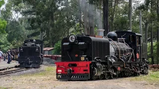 Double Headed Garratt Locomotives on the Puffing Billy Railway | Official Launch of NG/G16 129