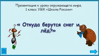 От куда берутся снег и лёд? Окружающий мир 1 класс школа России 09.12.2022