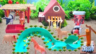 DIY mini Farm Diorama with house for Cow, Pig | Mini Hand Pump Supply Water Pool for animal #5