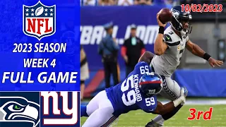 Seattle Seahawks vs New York Giants 10/02/23 FULL GAME 3RD Week 4 | NFL Highlights Today