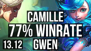 CAMILLE vs GWEN (TOP) | 77% winrate, Legendary | EUW Grandmaster | 13.12