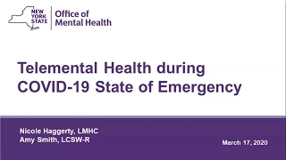 3.17.20 Telehealth for OMH and OASAS providers during the COVID 19 State of Emergency