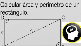 Calcular el área y perímetro de un rectángulo dados diagonal y largo